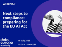 banner promocional del webinar ‘Próximos pasos hacia el cumplimiento: prepararse para la Ley de Inteligencia Artificial de la UE’