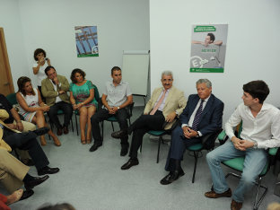 Un momento de la reunión con emprendedores celebrada tras la inauguración del CA