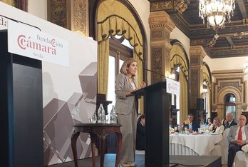 La consejera de Empleo durante su intervención en el foro empresarial