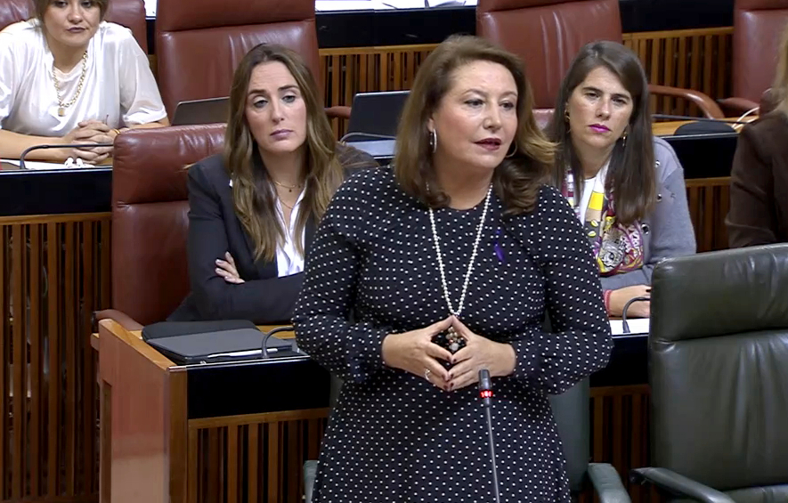 Carmen Crespo durante su intervención en el pleno del Parlamento de Andalucía