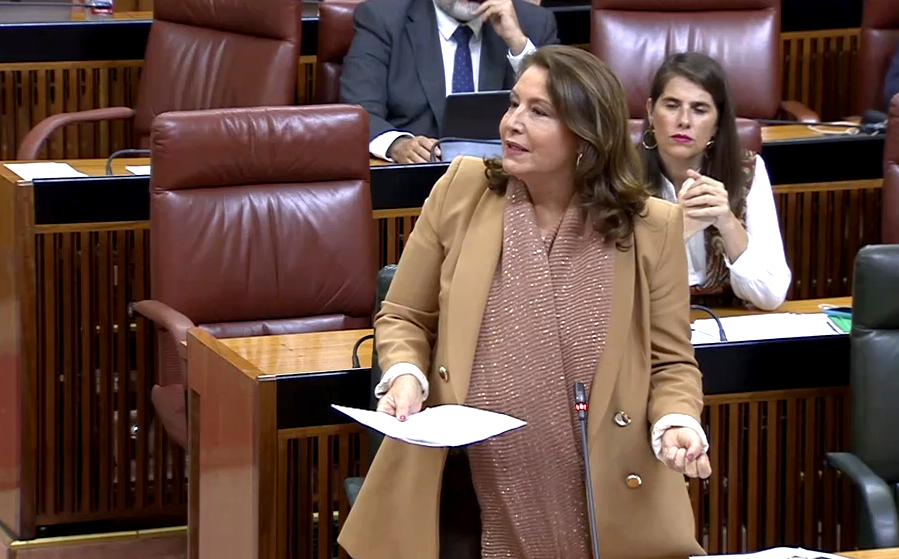 Carmen Crespo durante su intervención en el pleno del Parlamento de Andalucía