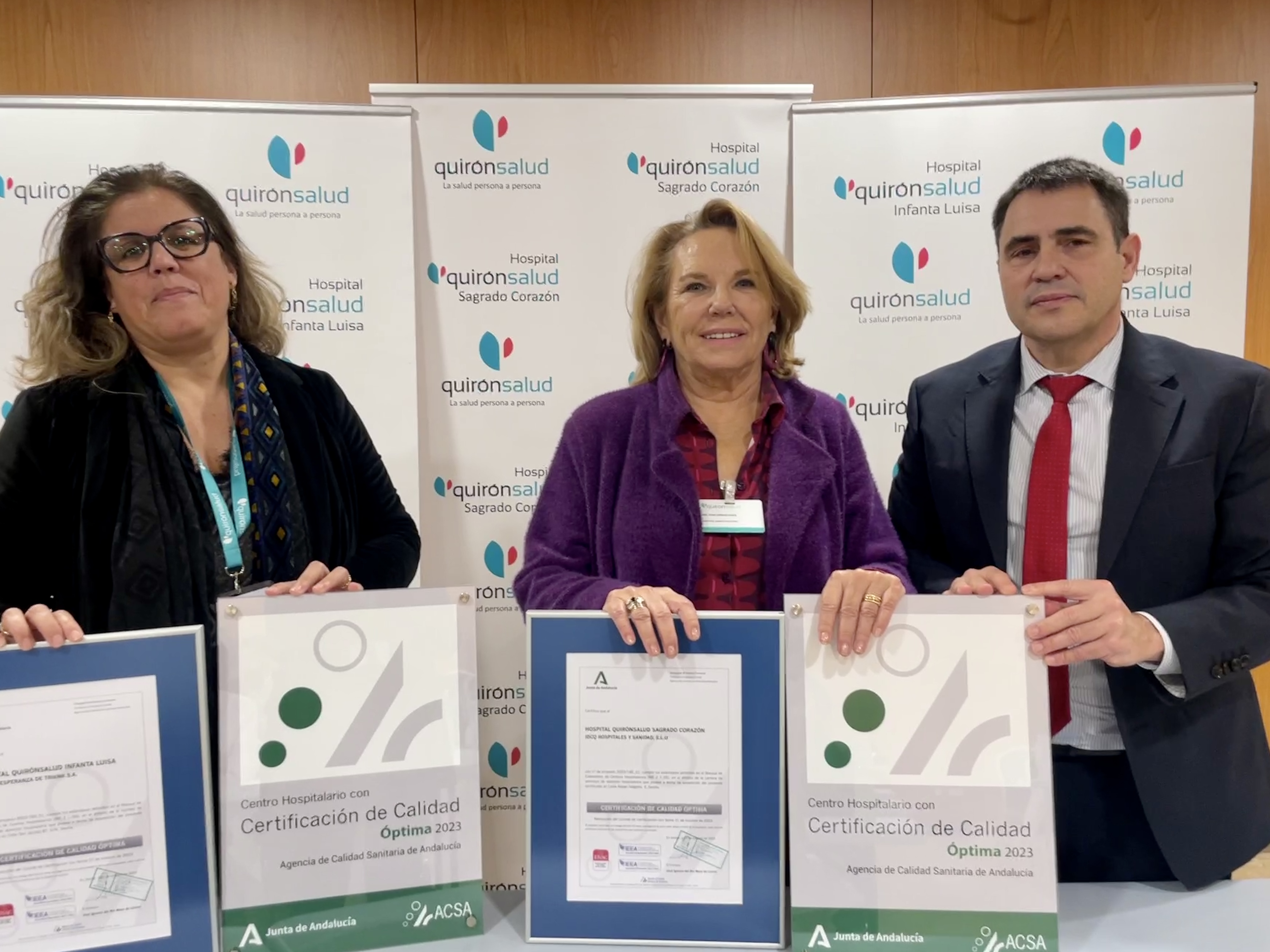 Entrega de certificación a 2 hospitales Quirónsalud Sevilla_121223