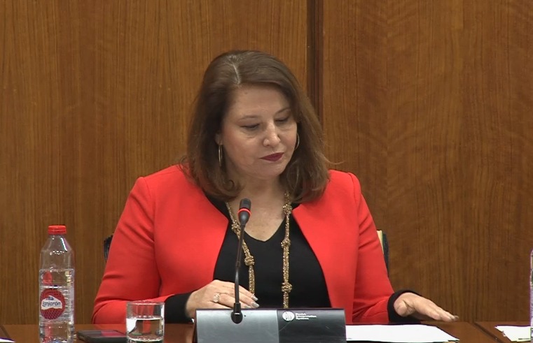 La consejera en la Comisión de Agricultura del Parlamento de Andalucía