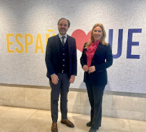Carolina España en una visita a Bruselas