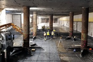 Trabajos en el interior del túnel del metro de Málaga.