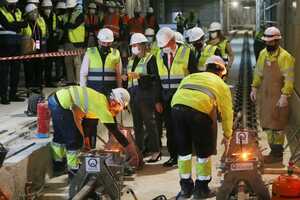 Montaje de la vía del Metro de Málaga al centro histórico 