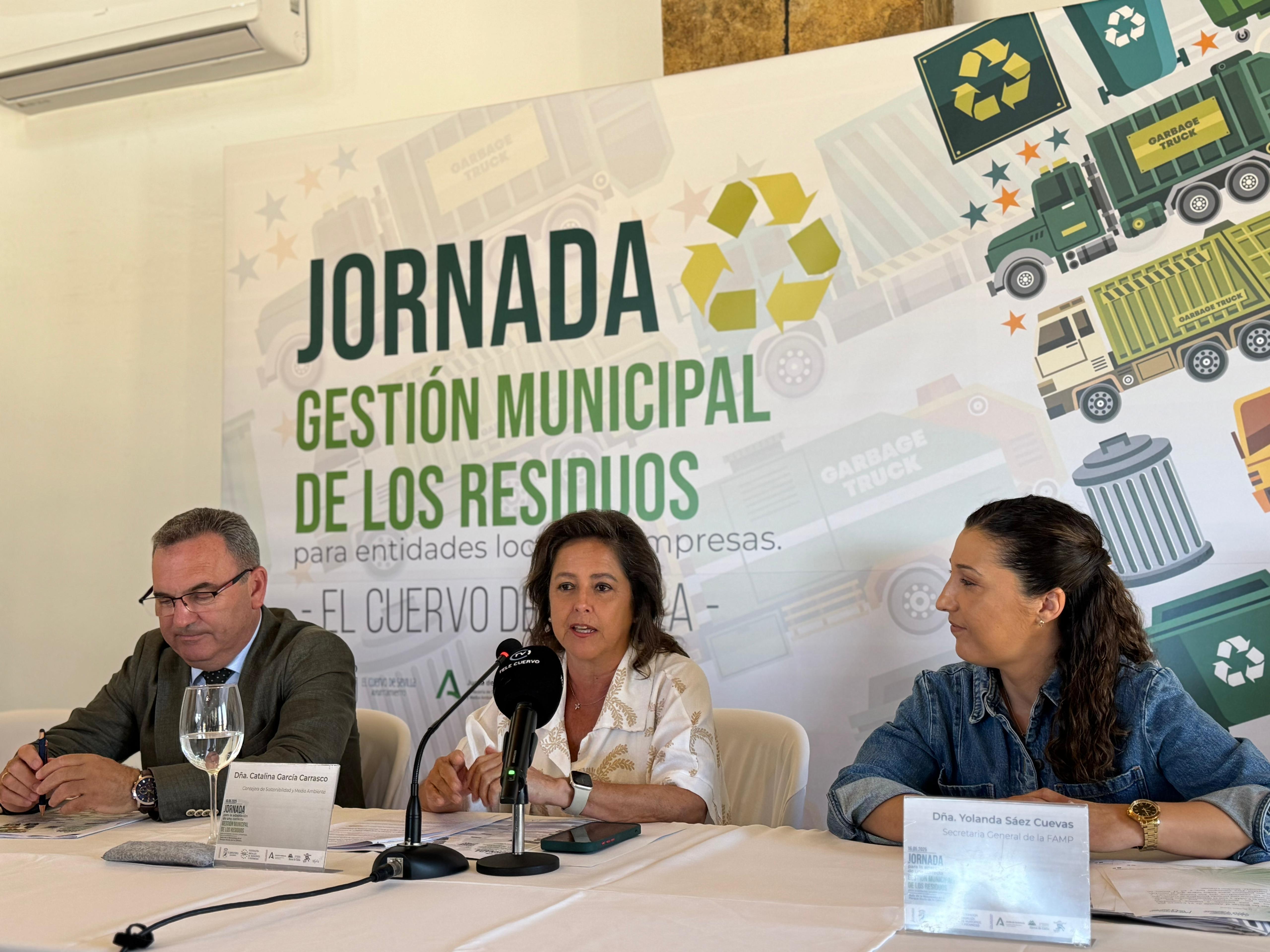 La consejera, durante su intervención en la jornada, en El Cuervo (Sevilla).
