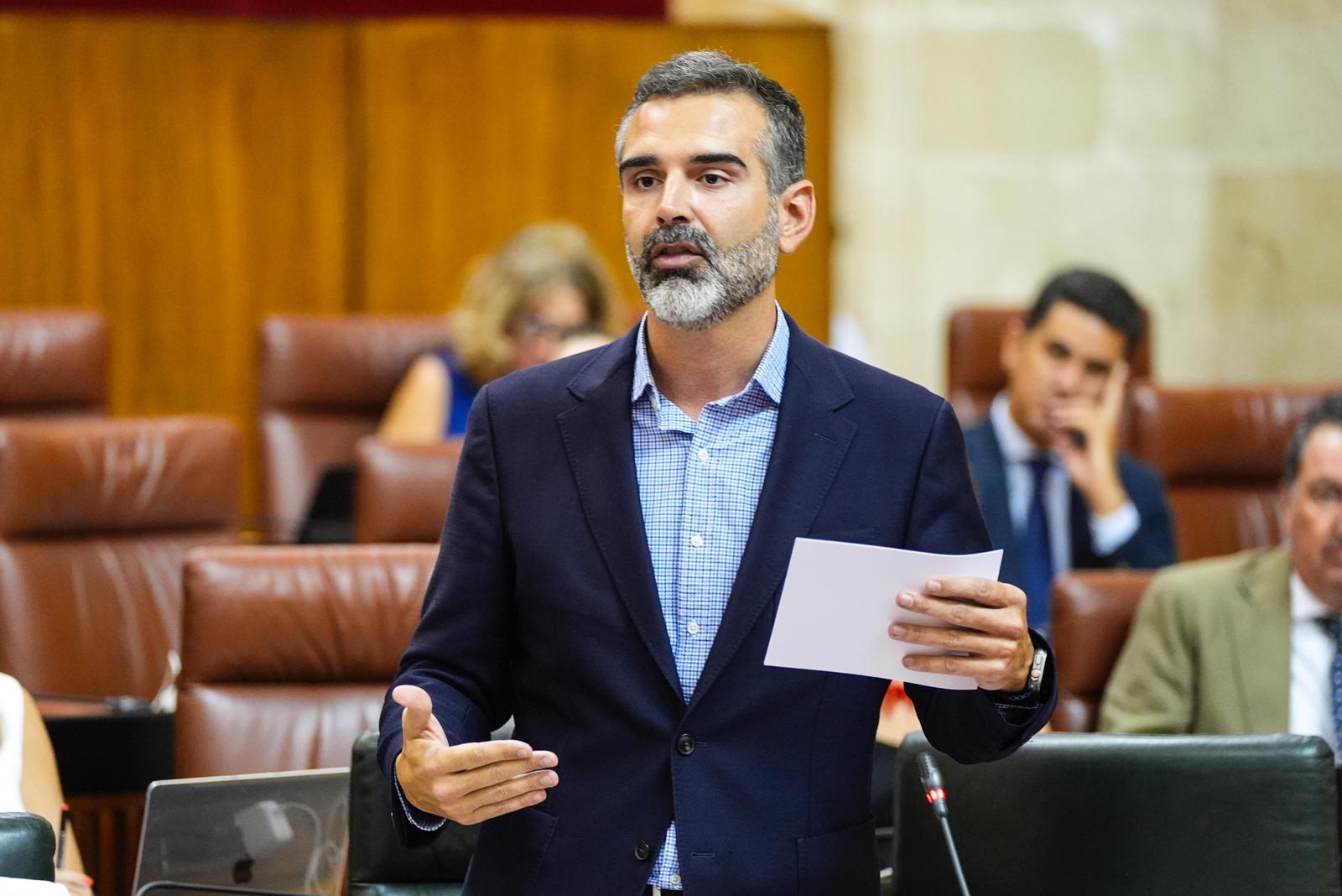 El consejero durante su intervención en el pleno del Parlamento de Andalucía