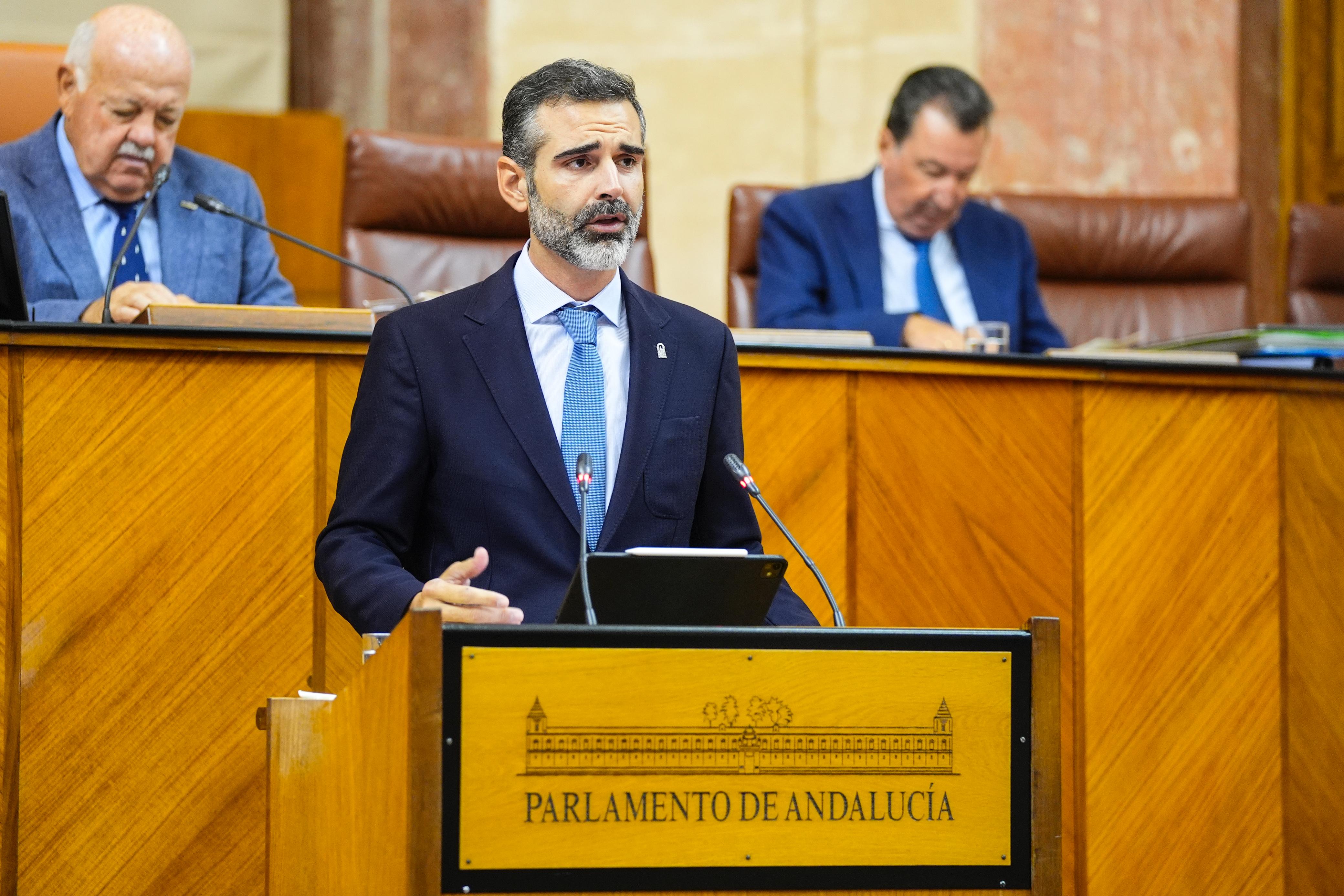 Ramón Fernández-Pacheco durante su intervención en el Parlamento de Andalucía