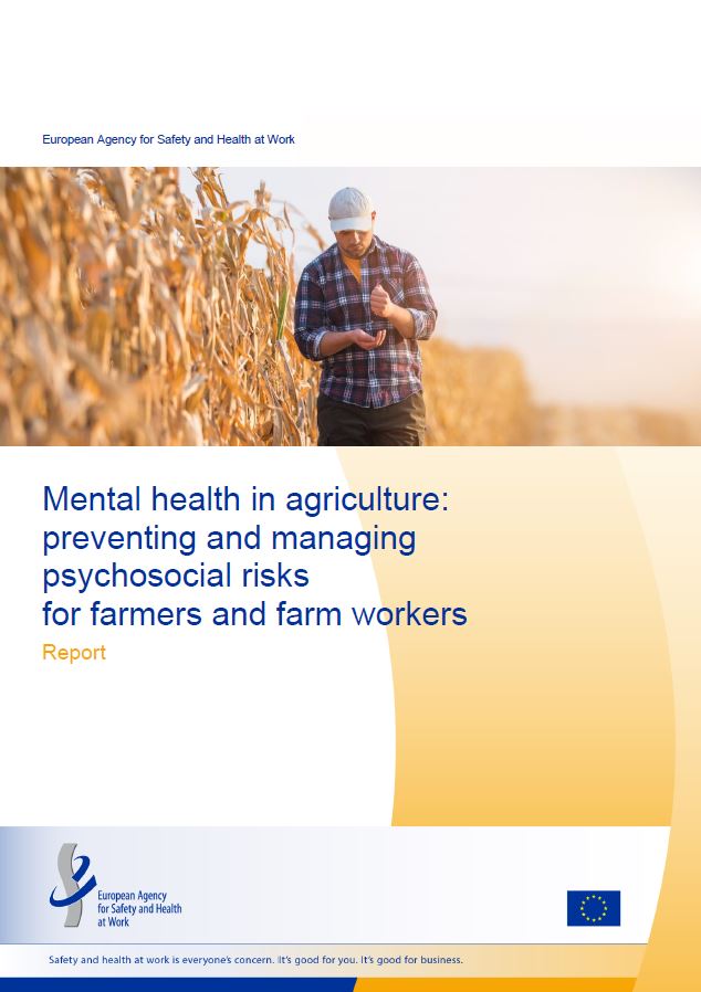 Portada del informe con la imagen de un agricultor que camina por un campo de trigo 