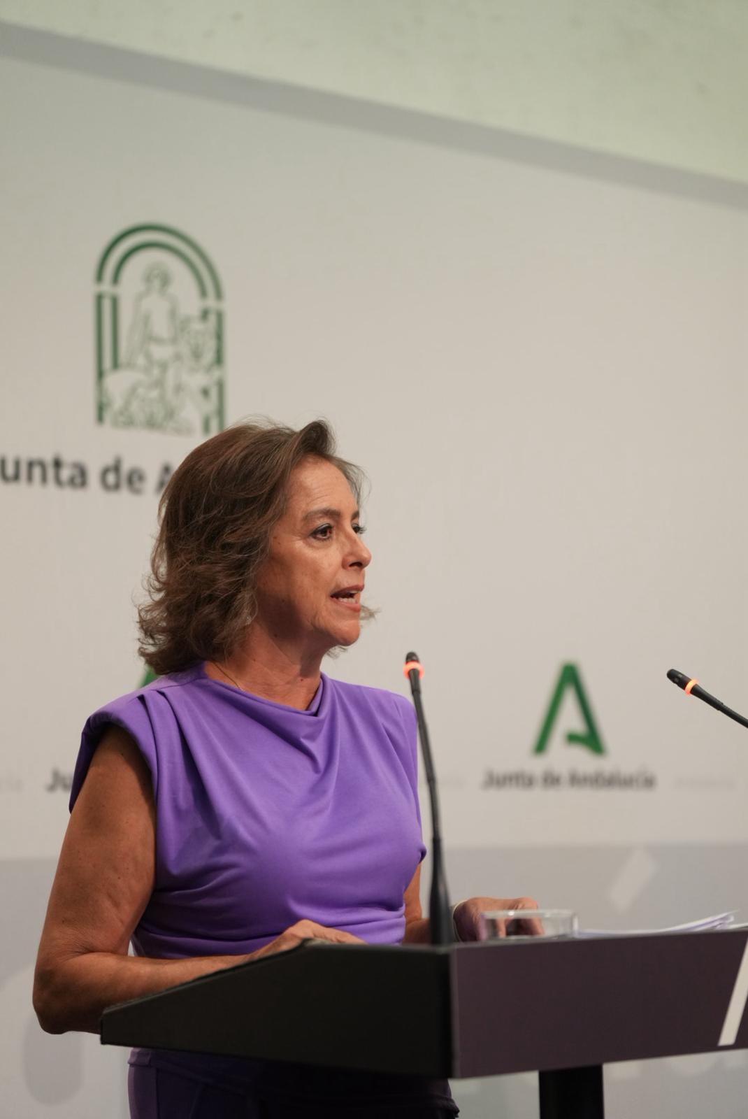 La consejera, durante su intervención en la rueda de prensa posterior al Consejo de Gobierno.