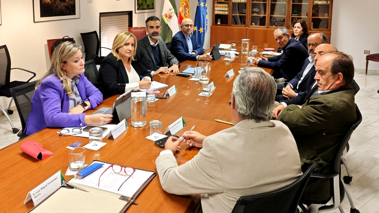 El consejero durante su reunión con las organizaciones andaluzas integradas en FEPEX (Coexphal, Asociafruit y Freshuelva)