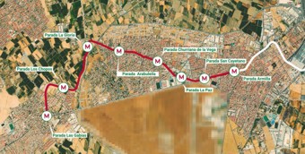 Plano prolongación sur metro de Granada.