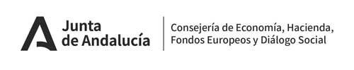 Logo de la Consejería de Economía, Hacienda, Fondos Europeos y Diálogo Social (versión negativa)