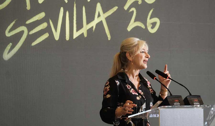 La consejera de Cultura, Patricia del Pozo, en la presentación de la programación de la próxima Bienal de Flamenco de Sevilla