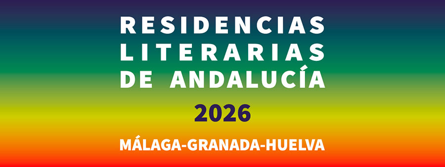 Cartel de las Residencias Literarias de Andalucía 2026 con fondo degradado multicolor